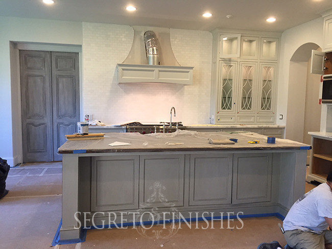 Painted doors and glazed cabinetry by Segreto finishes, designed by Trisha McGaw.