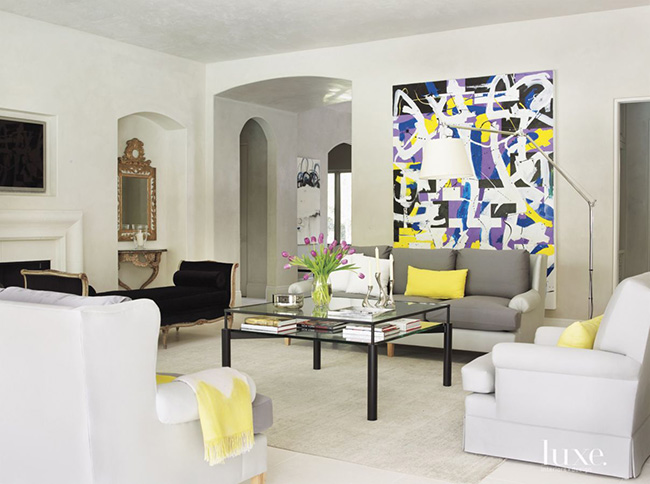 Segreto Secrets - Modern Meets French Country - Living Room with Yellow Accents