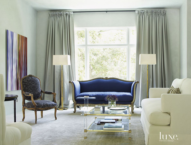 Segreto Secrets - Modern Meets French Country - Sitting Area with Blue Couch