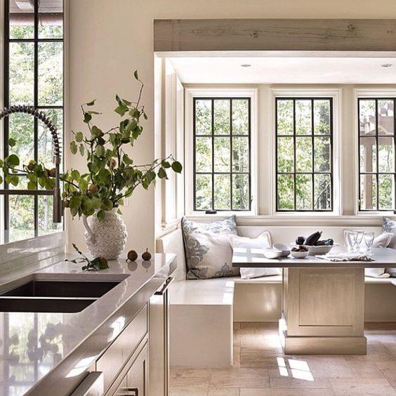 Segreto Secrets - Great Dining Room Seating - Banquette Near Window in Neutral Tones