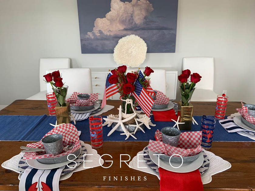 4th of July Galveston themed tablescape zoomed out