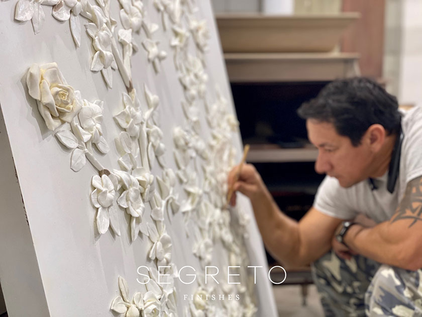 Clay mold floral art piece