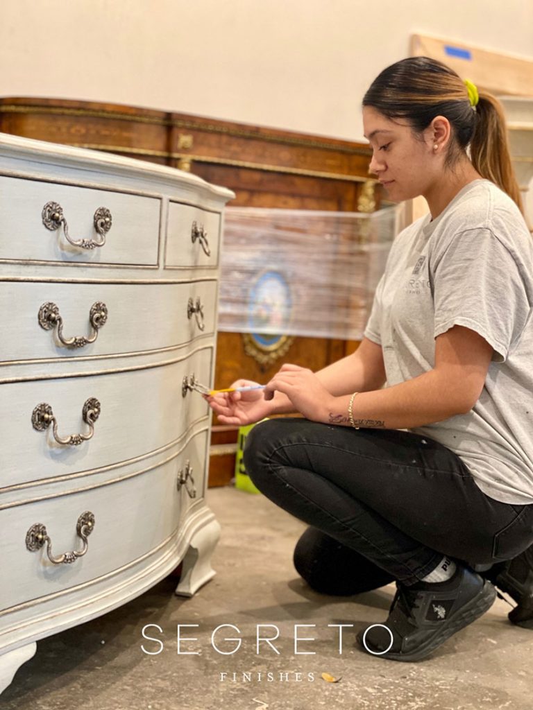 adding gold & silver leafing to chest of drawers