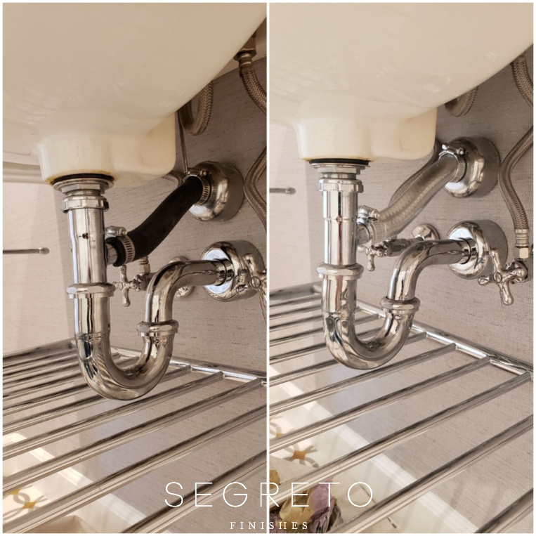 Finishing off rubber pipes to disguise