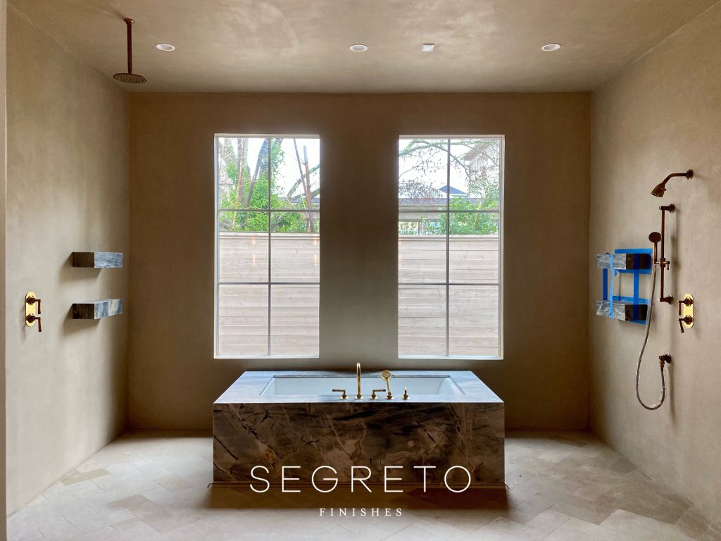 lime based plaster in bathroom