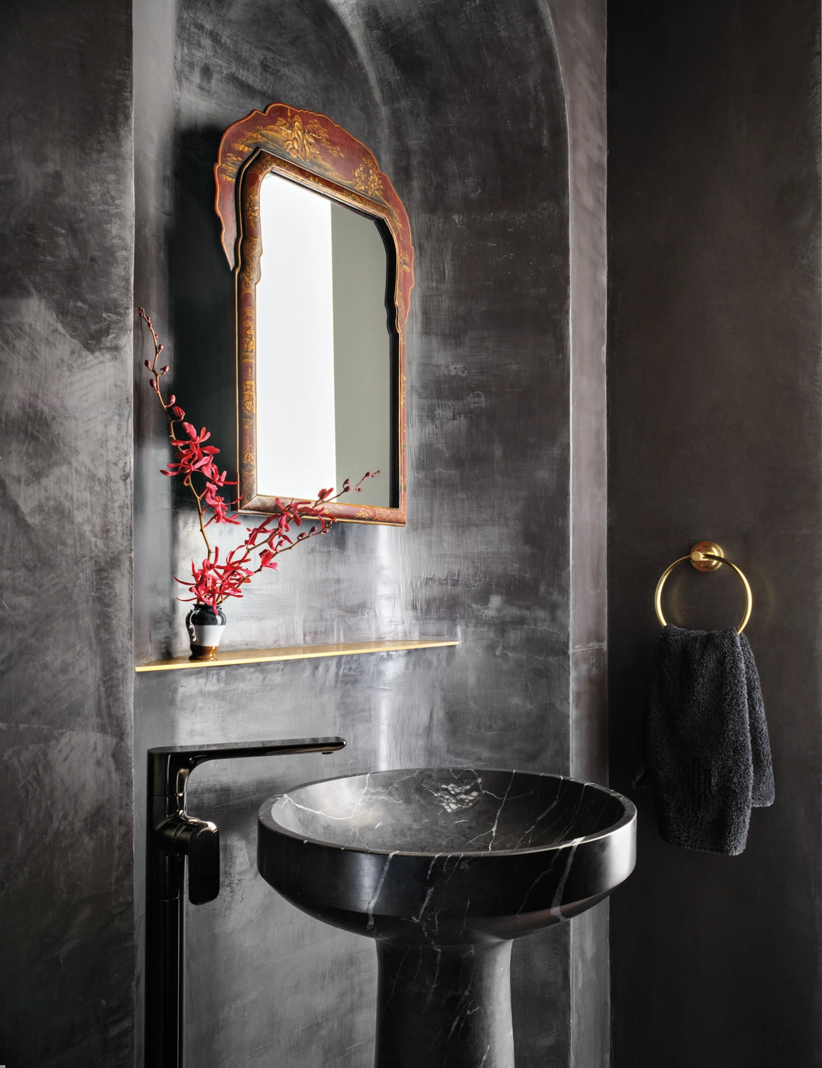 Black Plaster Powder Room