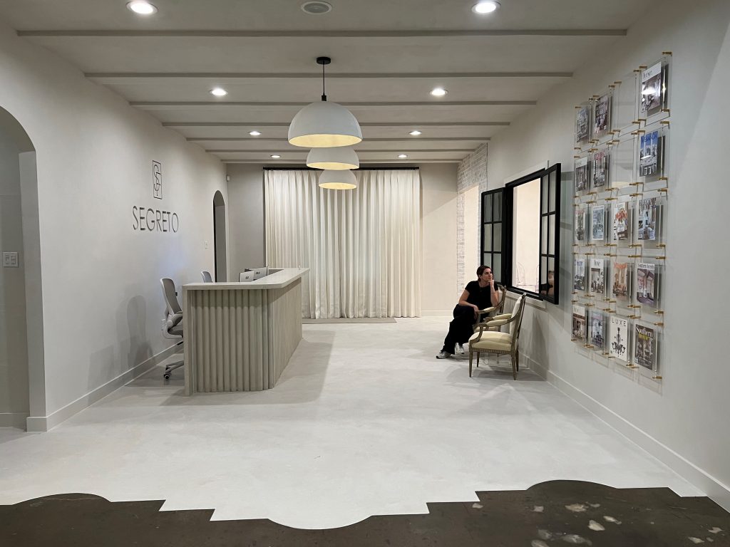 Kirby contemplating what we will do next in our new Segreto Showroom.