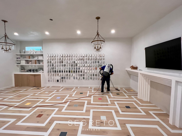 The finished painted floors at the new showroom.