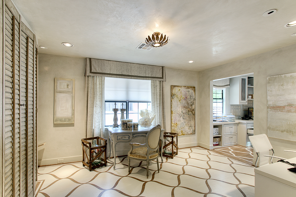 The old showroom's painted floors.