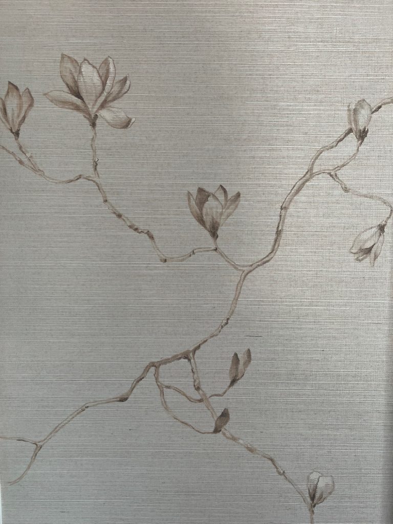 Hand painted floral on silk