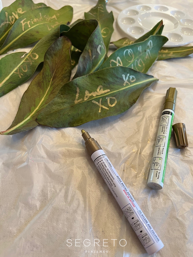 love notes on natural leaves